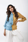 Handloom Mustard Blue Shirt