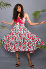 Block Printed Ruffles Flared Dress