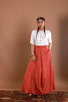 Block Printed Striped Cowl Skirt