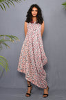 Block Printed Marigold Draped Dress