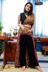 Block Printed Skirt Pants With Saree Top