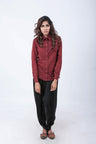 Backless Ikat Shirt With Tie-Up
