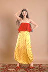 Bandhej Yellow Wrap Pants Set