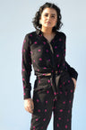 Bandhej Black Coordinated Set as seen on Barkha Singh