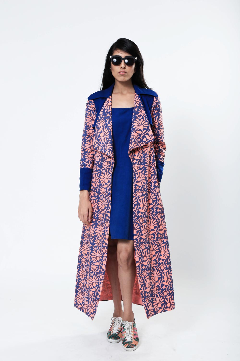 Block Printed Phool Patti Maxi Jacket