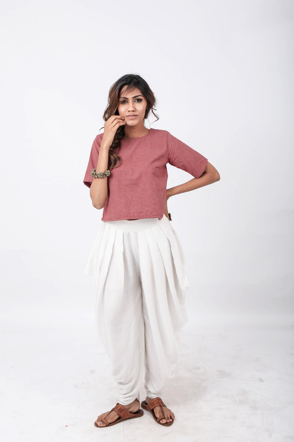 Ikat Checks Box Crop