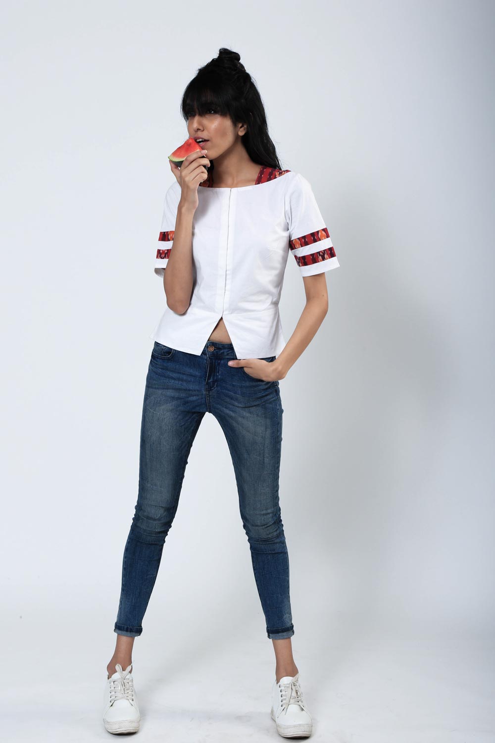 Sporty Shirt With Ikat Stripes