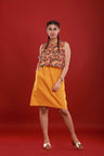 Handloom Dress with Block Printed Top Overlay