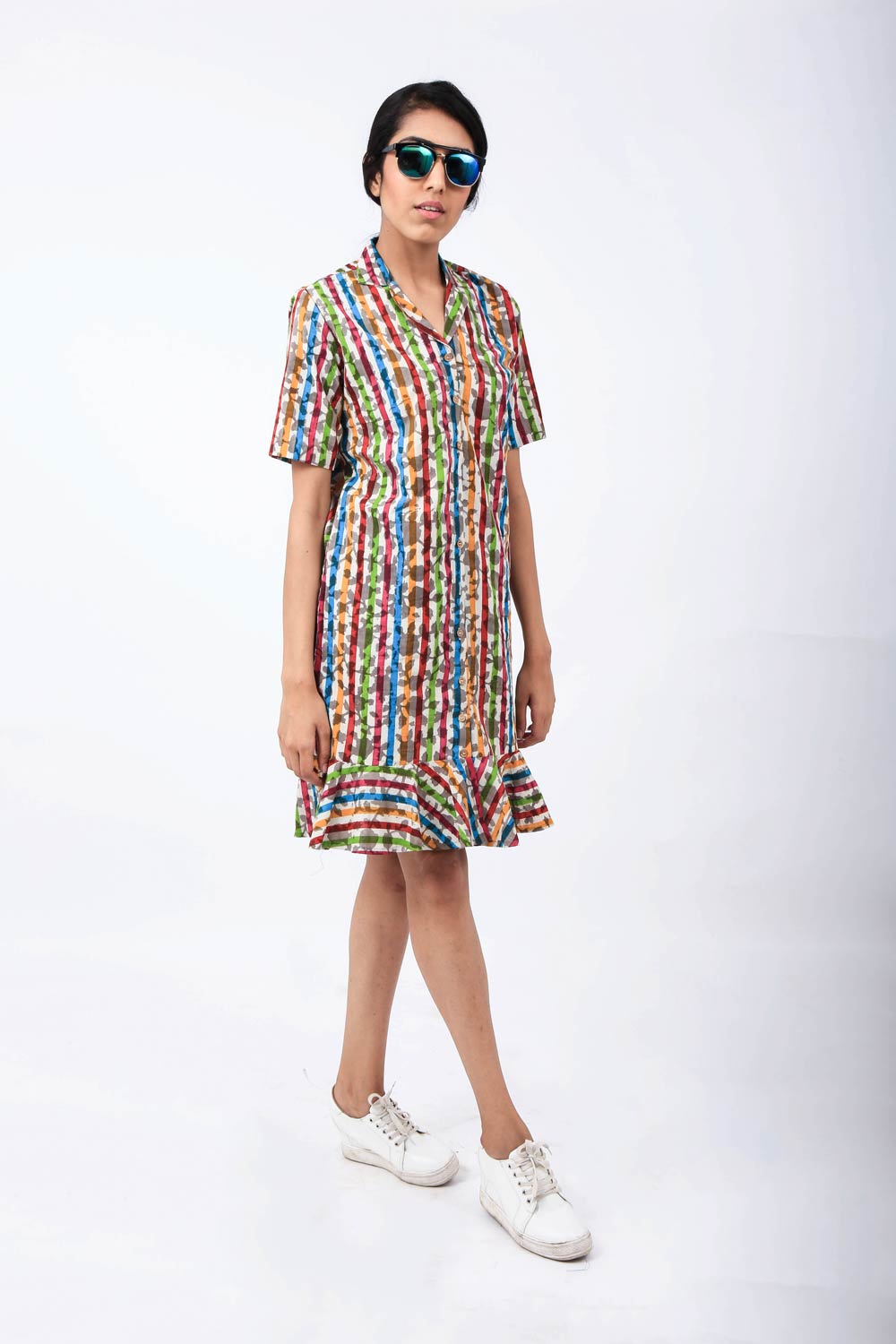 Dabu Colourful Striped Shirt Dress