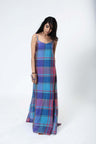 South Cotton Checks Spaghetti Maxi Dress