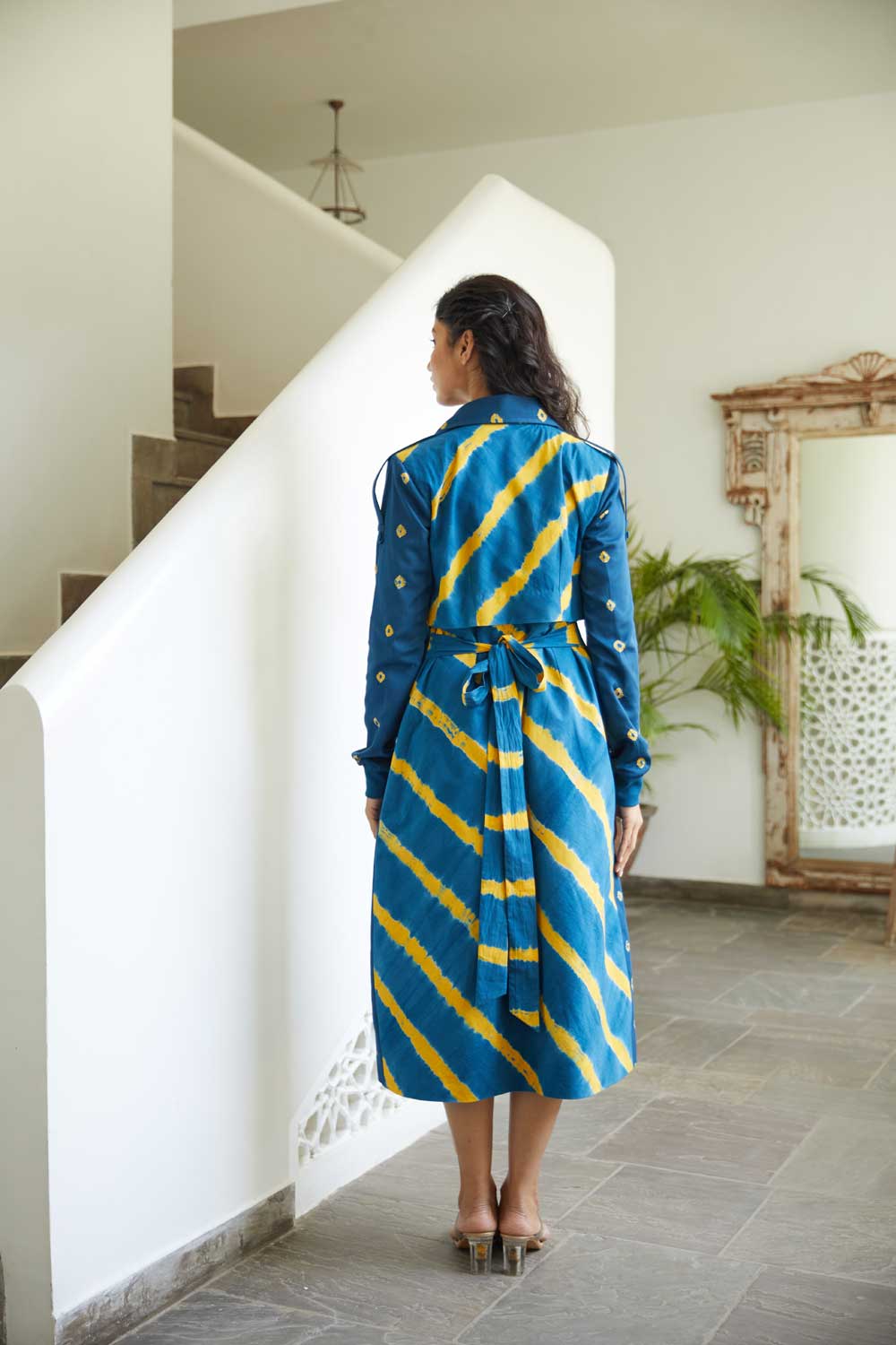 Bandhej Leheriya Trench Coat