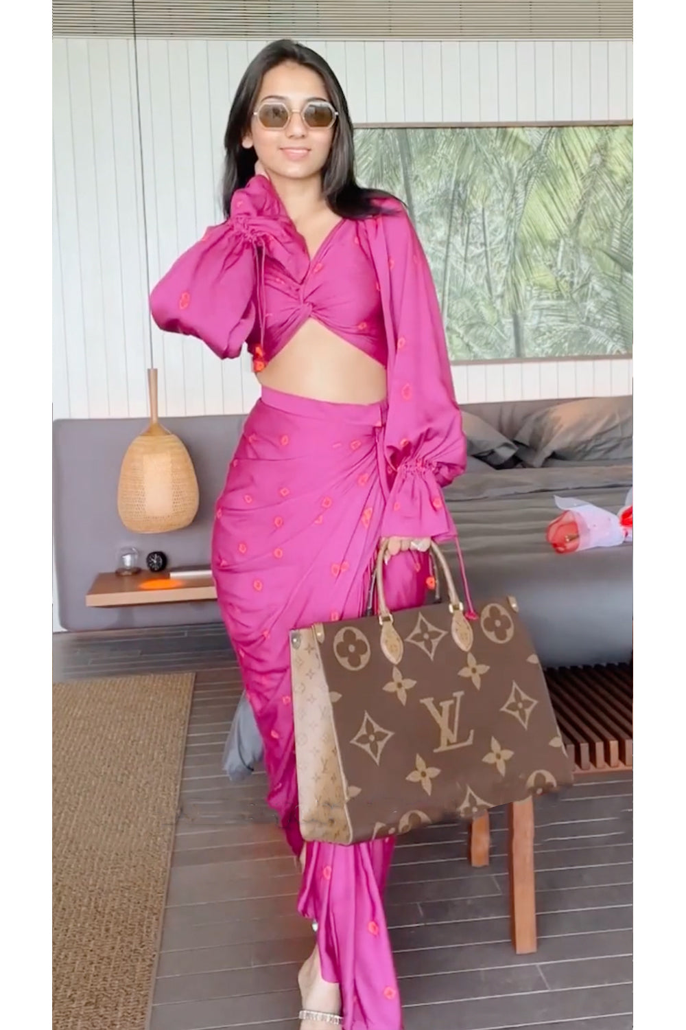 Orchid Draped Skirt Set as seen on Masoom Minawala.