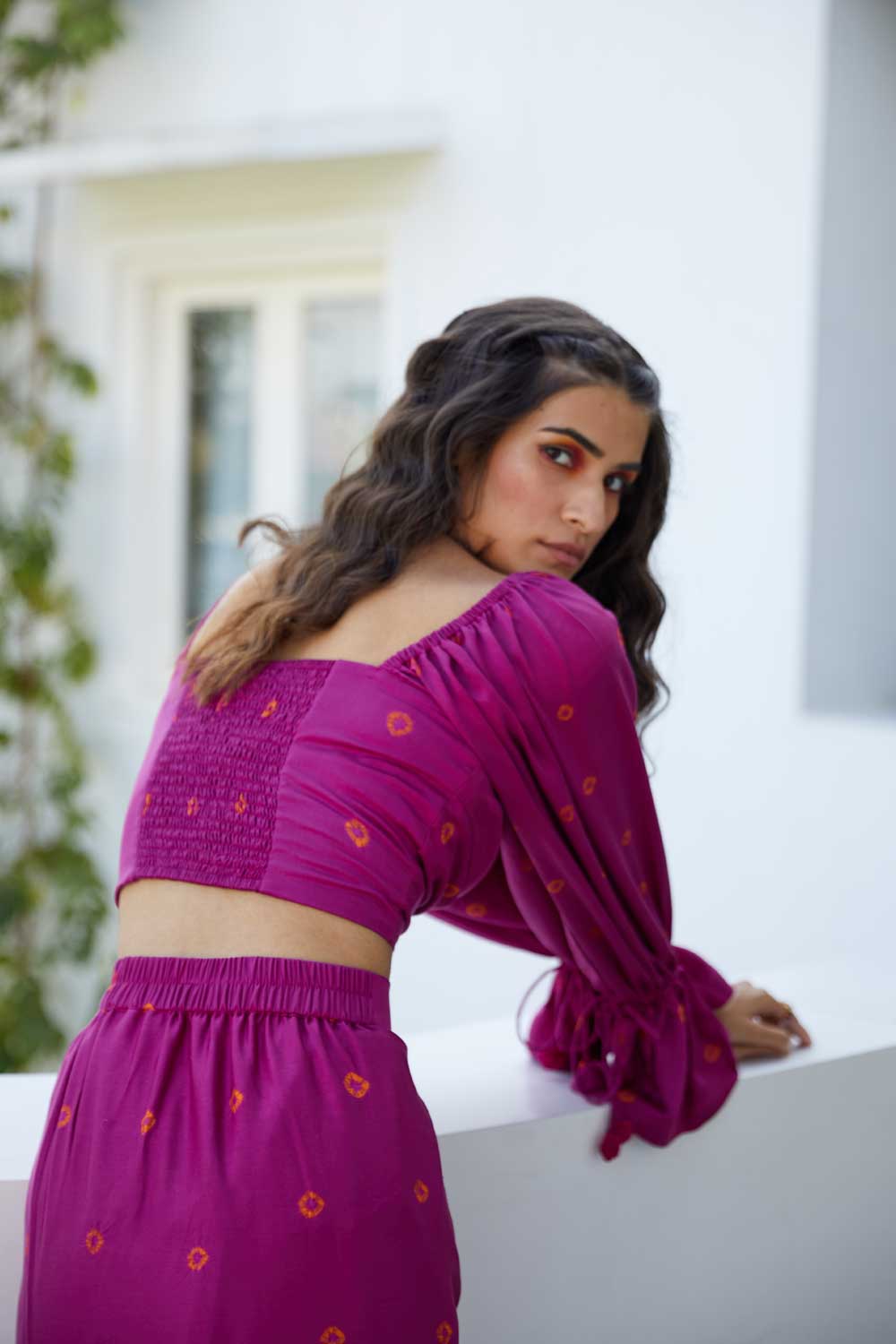 Orchid Draped Skirt Set as seen on Masoom Minawala.