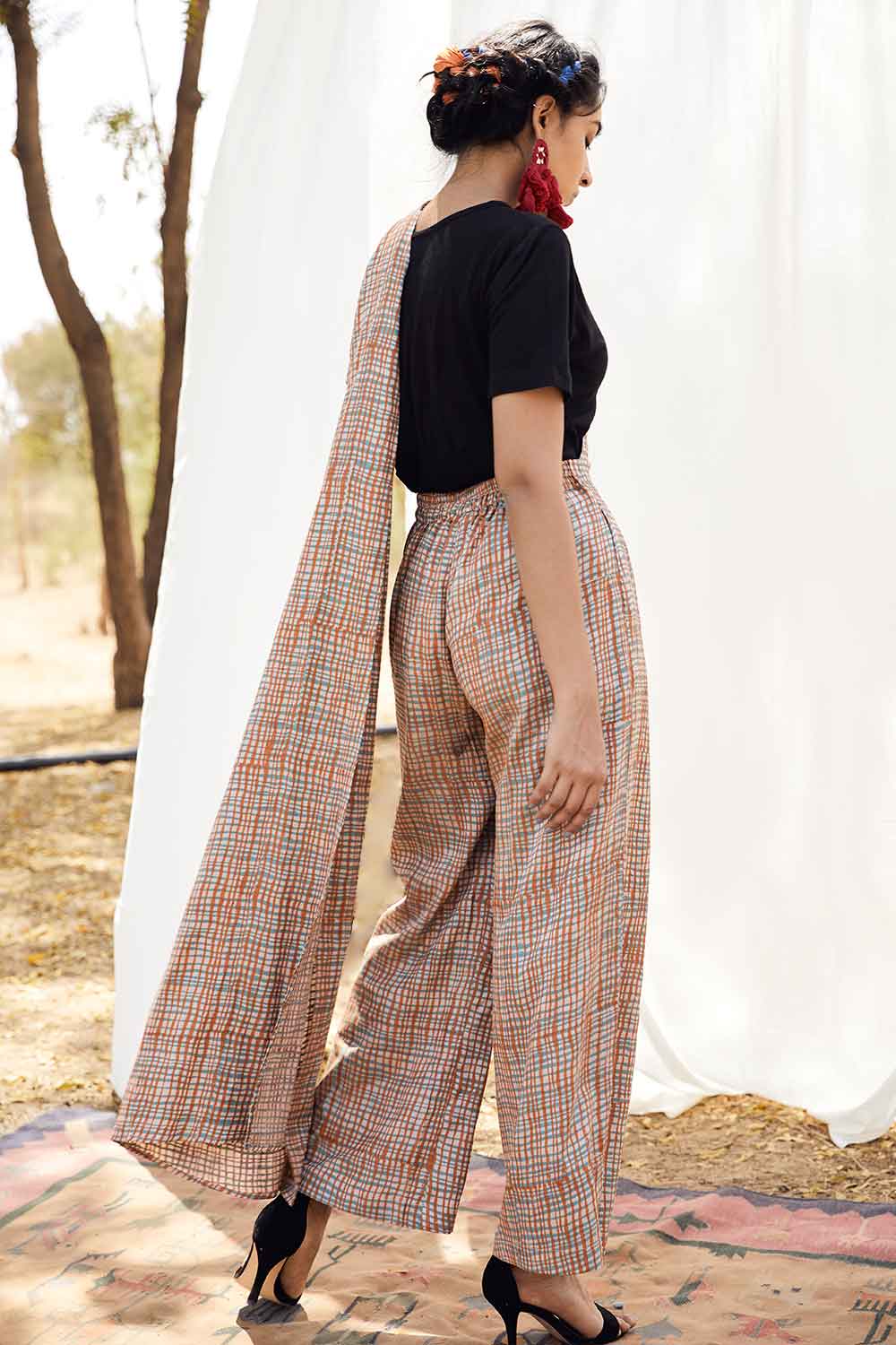 Checkered Saree Pants