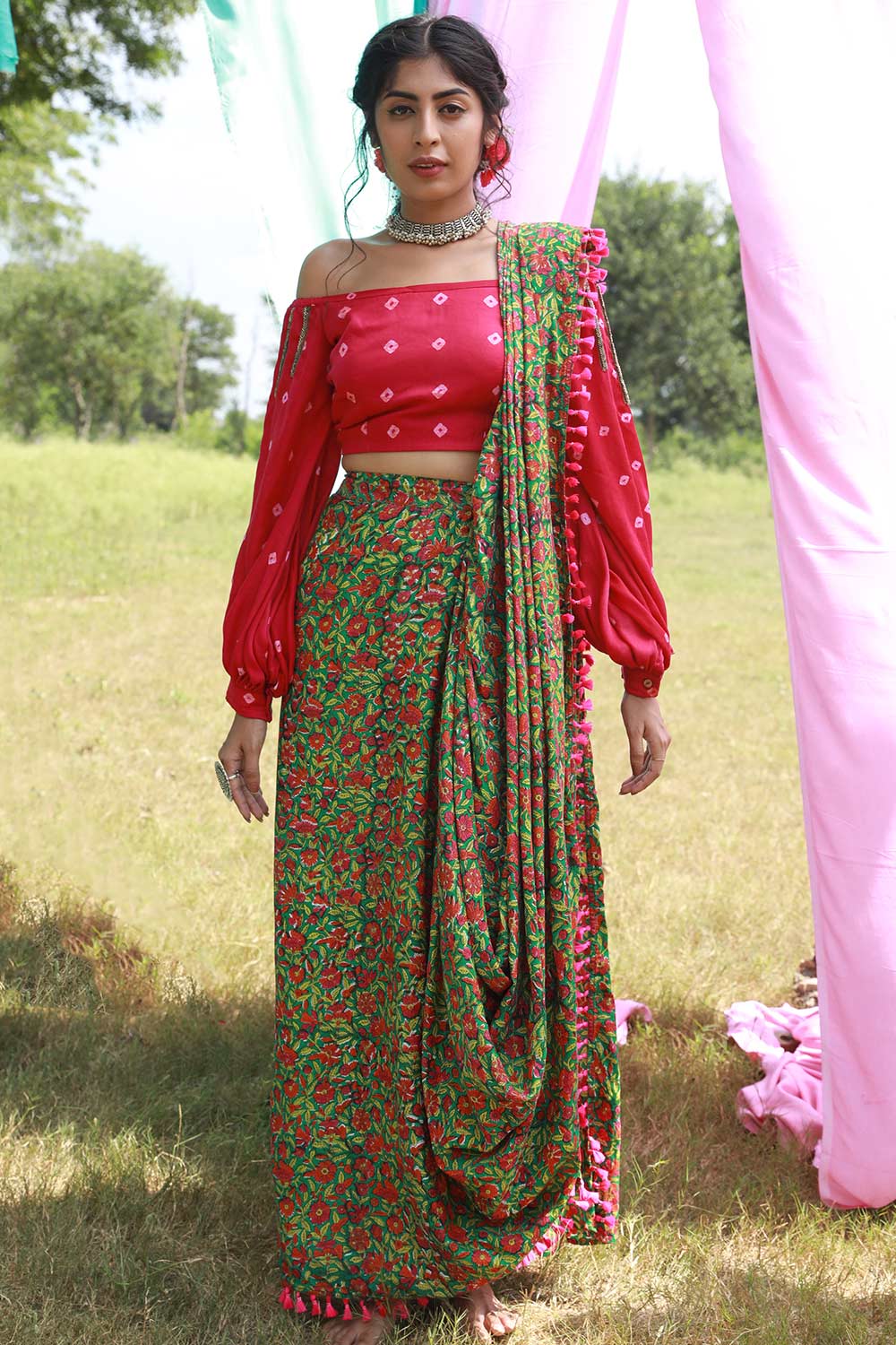Sajna bridal wear designer - Custom made can can skirt with silk saree from  @sajna_bridal_wear_designer | Facebook