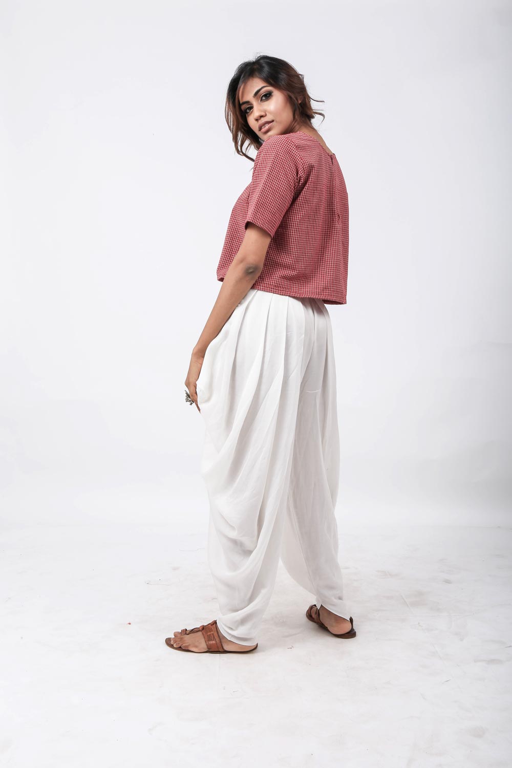 Ikat Checks Box Crop
