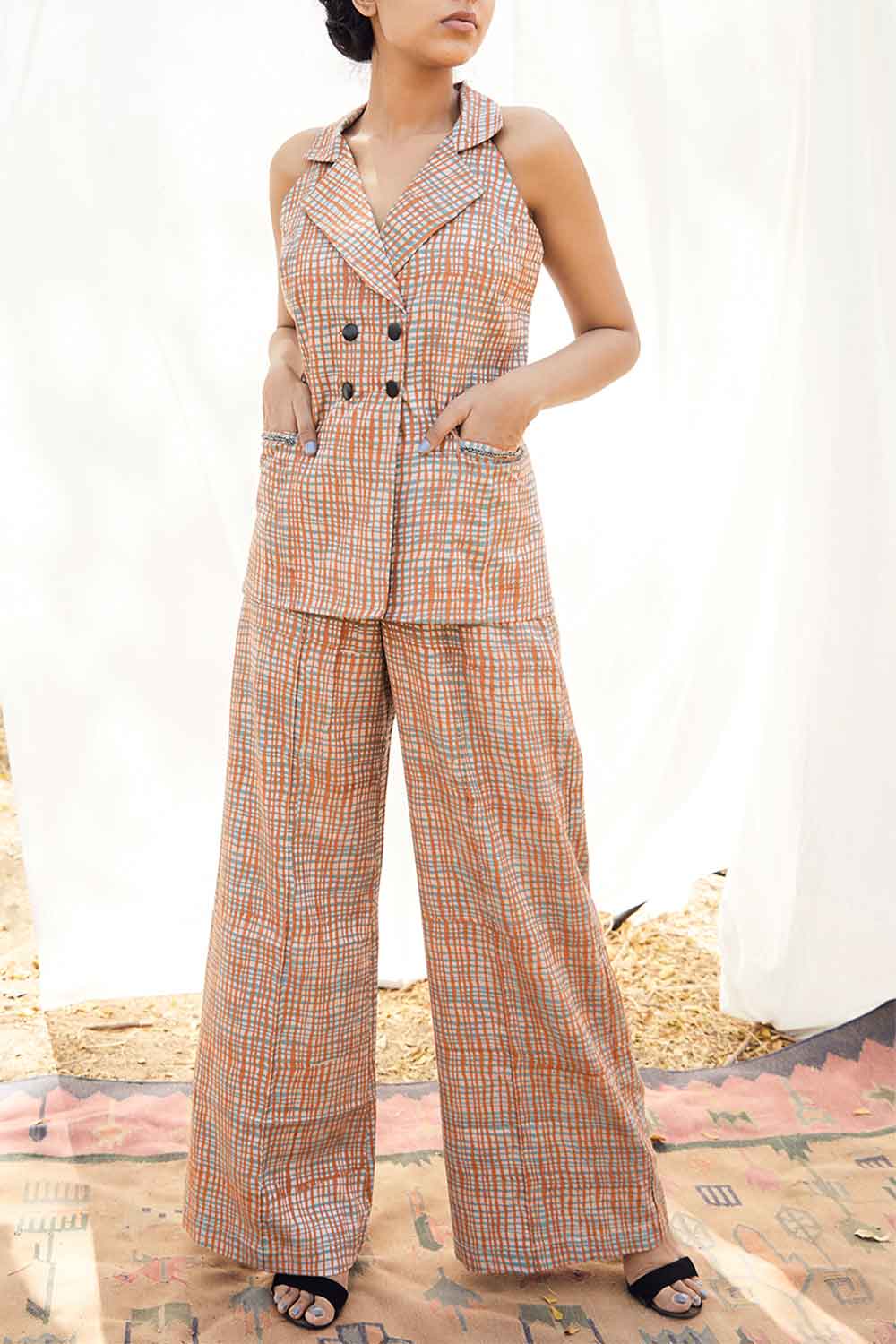 Block Printed Checkered Pant Suit as seen on P. V. Sindhu