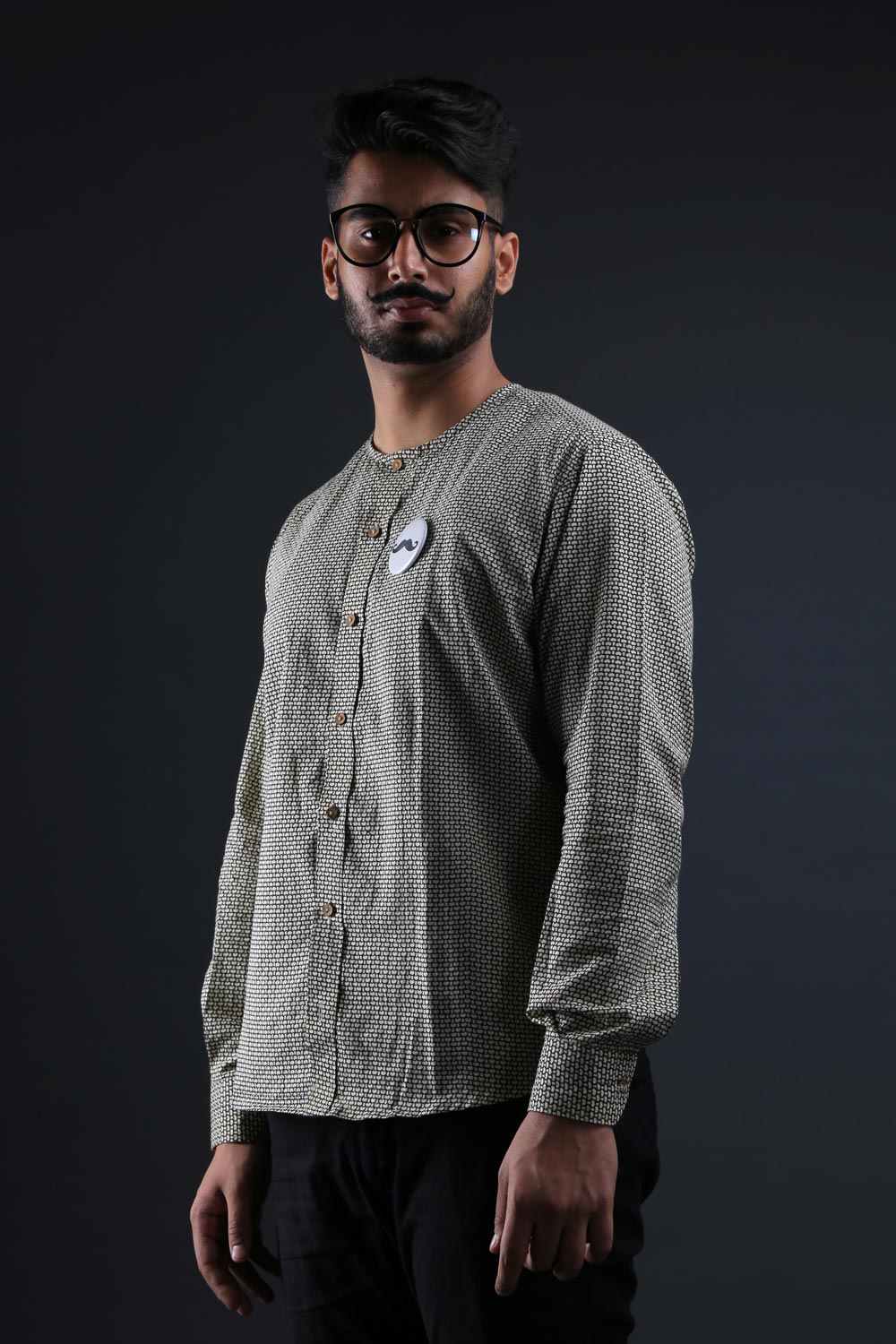 Hand Screen Print No Collar Shirt