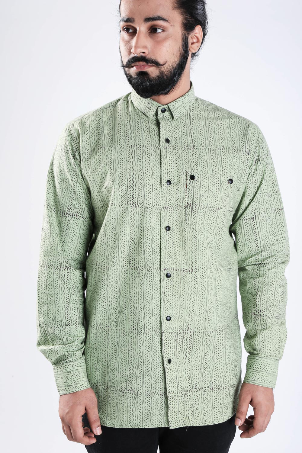 Block Printed Shirt With Contrast Pocket Detail