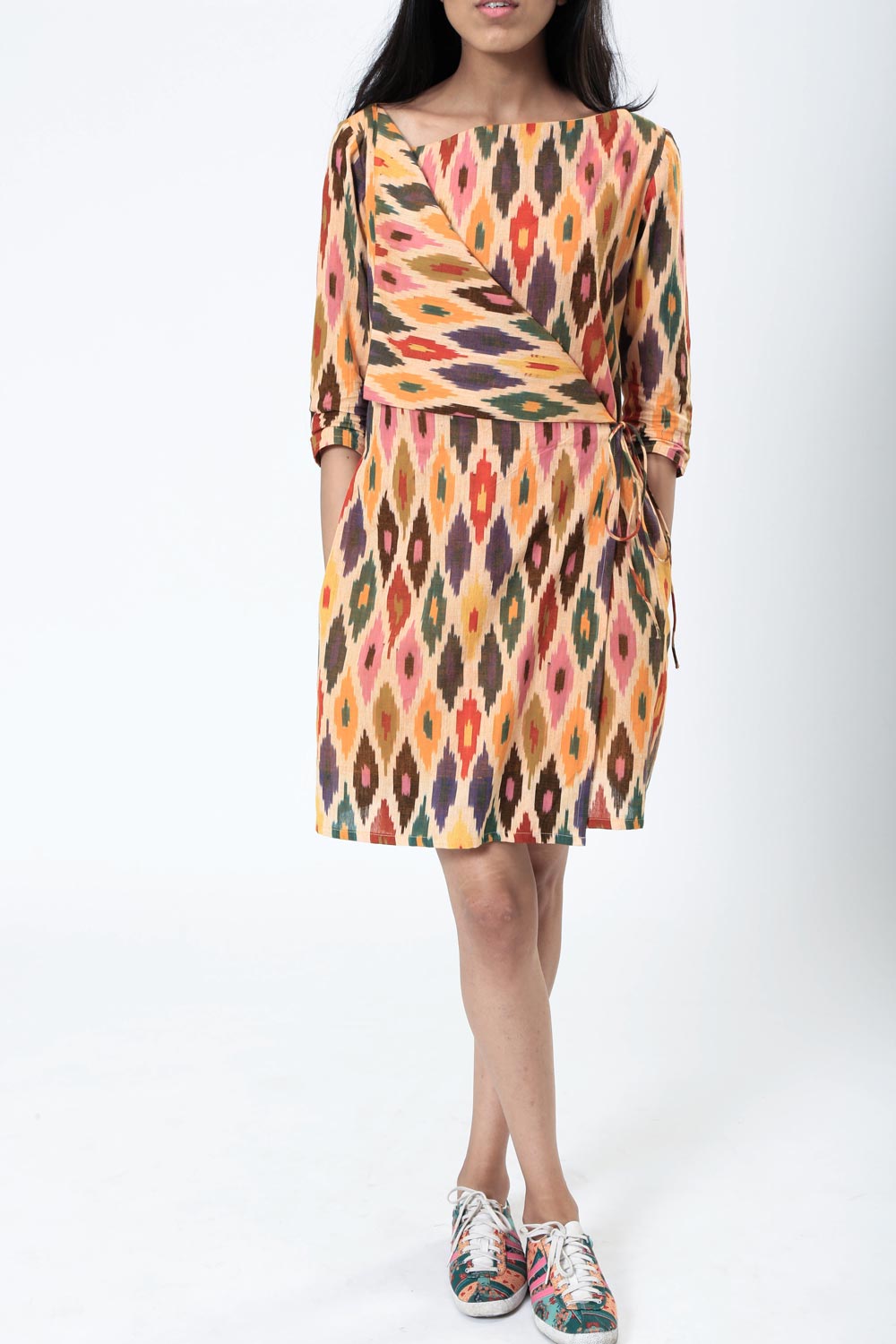 Colourful Ikat Wrap Dress