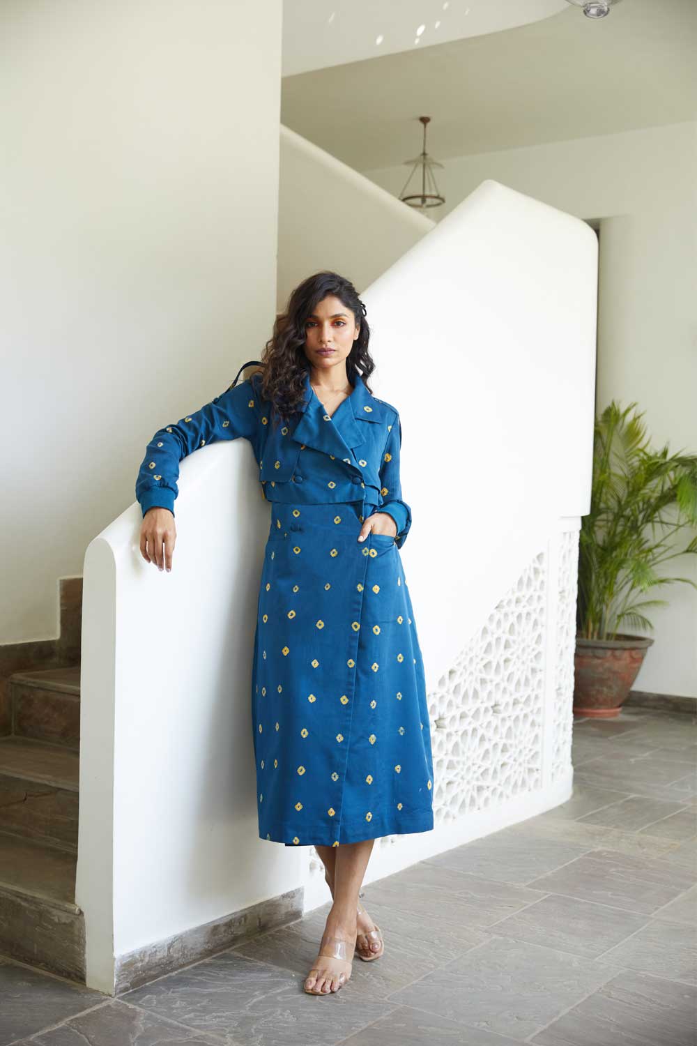 Bandhej Leheriya Trench Coat
