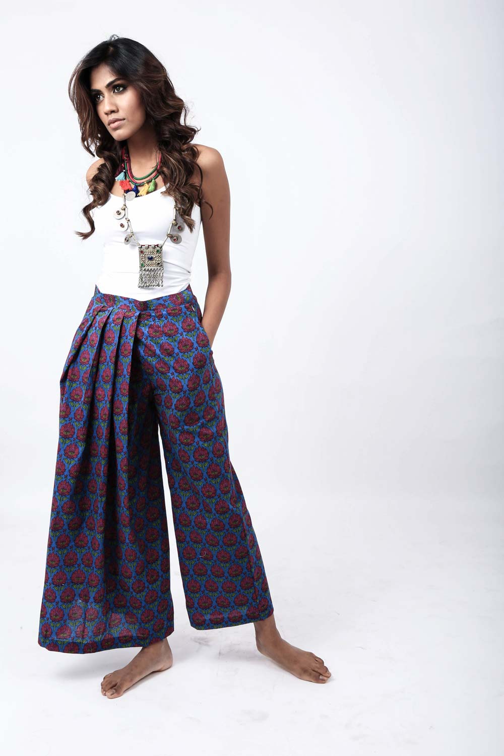 Hand Screen Printed Pleated Pants